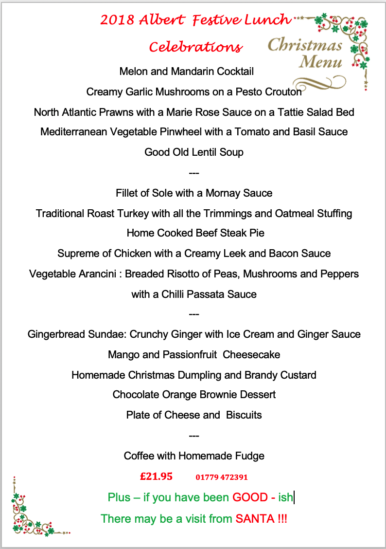 xmas lunch menu