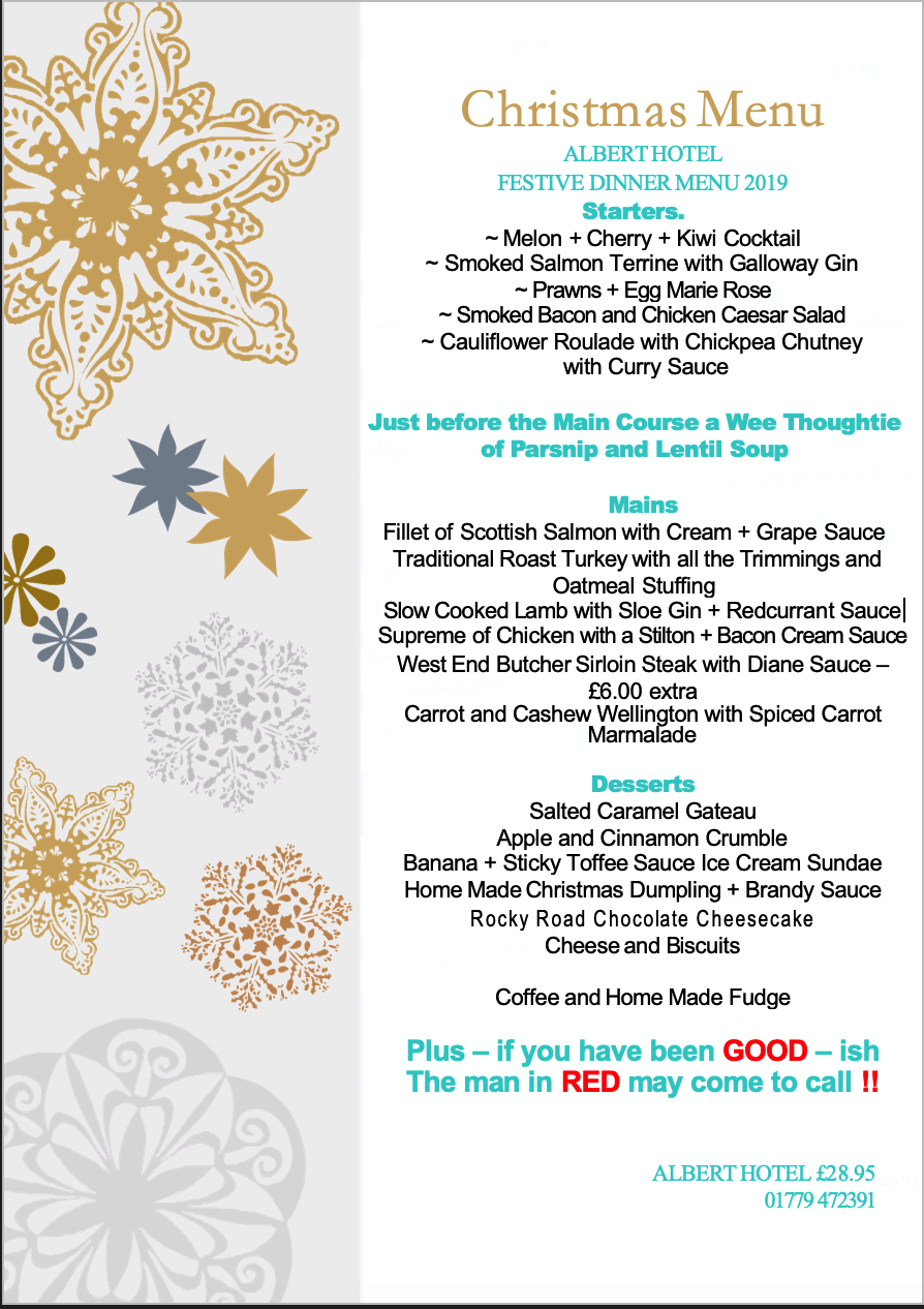 xmas dinner menu
