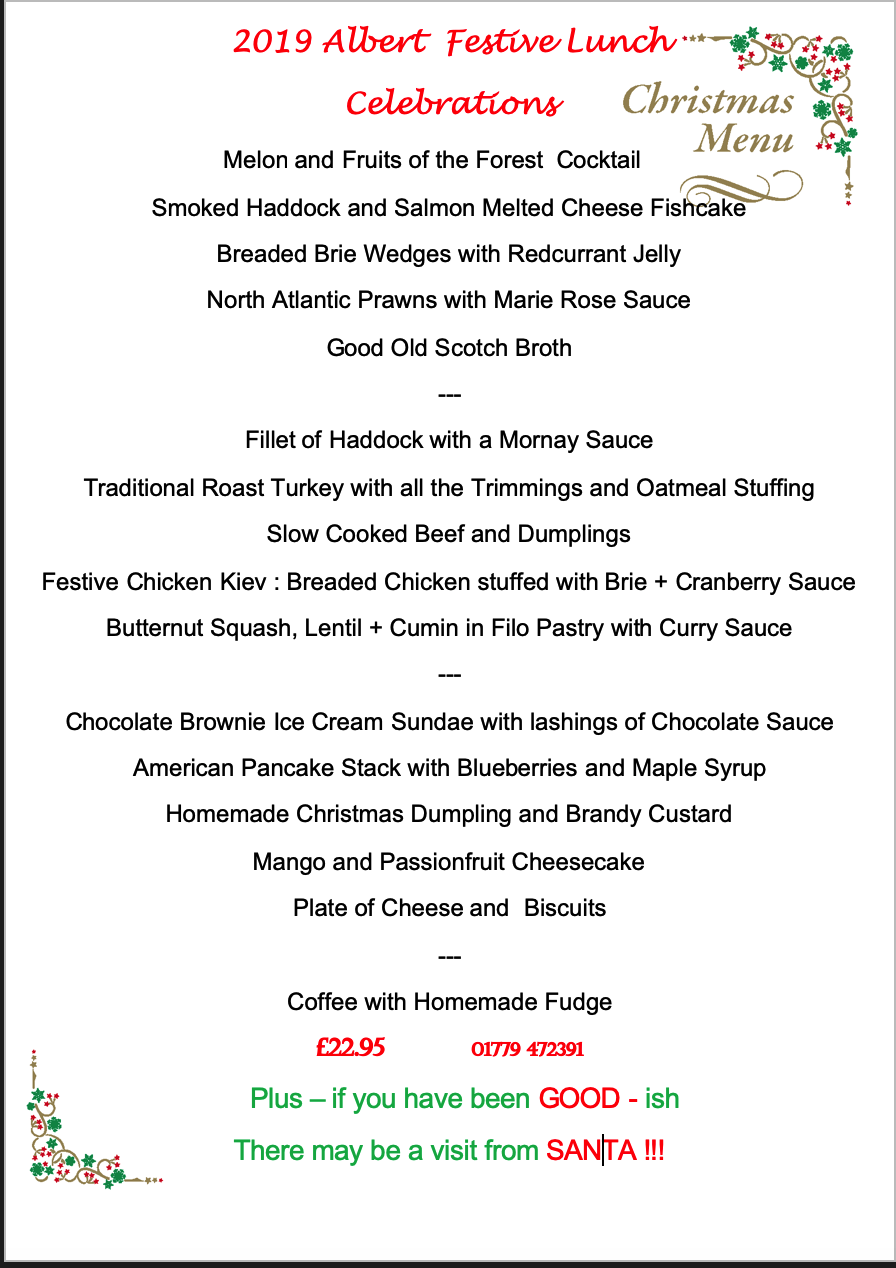 xmas lunch menu