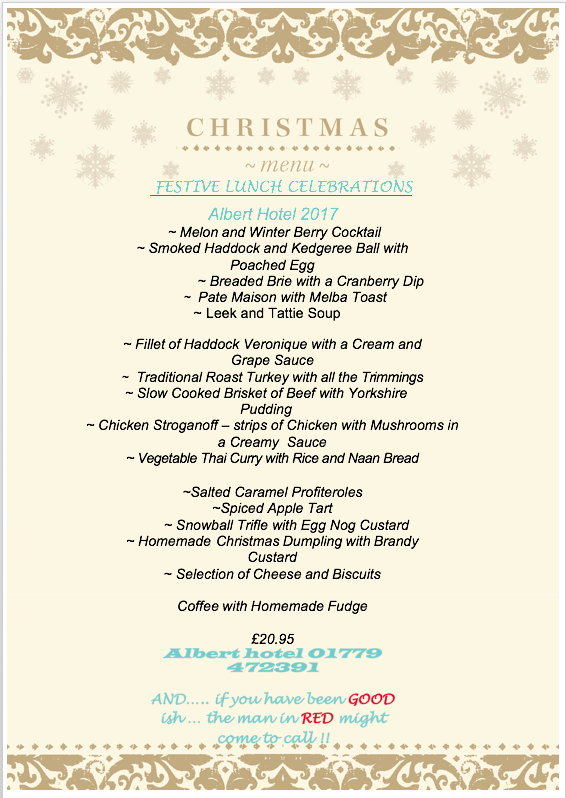 xmas lunch menu